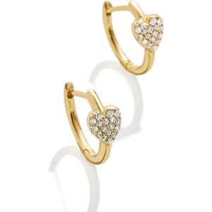 Little Hearts Big Feelings 18K Gold Kids' Hoop Earrings - Clear/Gold