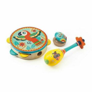 Animambo Tambourine, Maraca, Castanet Musical Instrument Set