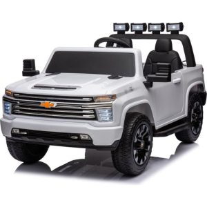 24V 4x4 Chevrolet Silverado 2 Seater Ride on Truck for Kids - White