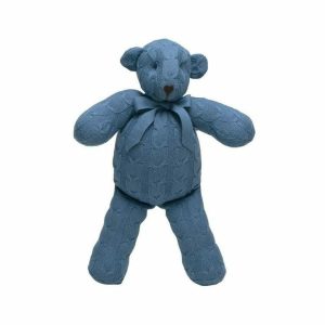 Dark Blue Cable Knit Plush Teddy Bear