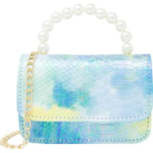 Tie Dye Crocodile Pearl Handle Bag - Blue